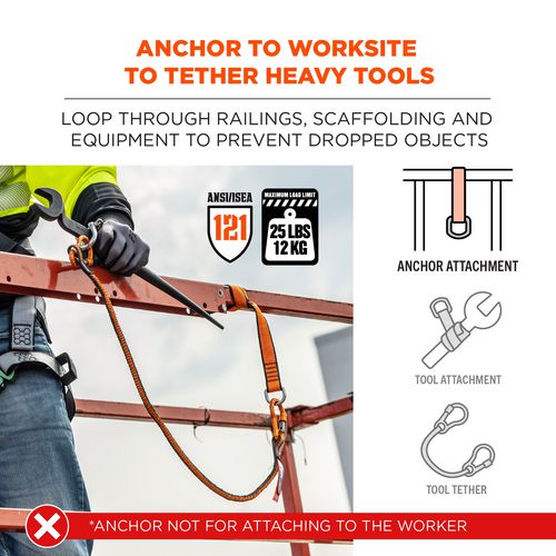 Picture of Squids 3174 Anchor Choke Strap for Tool Tethering, 25 lb Max Safe Working Capacity, 15" Long, Orange