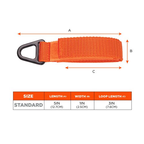 Picture of Squids 3172 Anchor Strap Hook and Loop Closure for Tool Tethering, 5 lb Max Working Capacity, 5" Long, Orange, 2/Pack