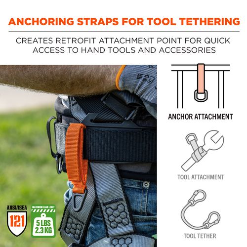 Picture of Squids 3172 Anchor Strap Hook and Loop Closure for Tool Tethering, 5 lb Max Working Capacity, 5" Long, Orange, 2/Pack