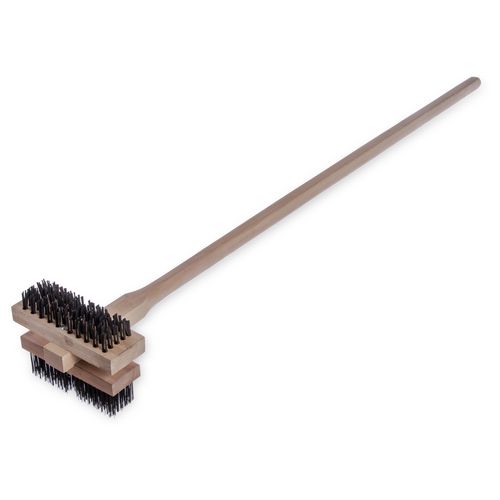 Picture of Sparta Broiler Master Grill Brush and Scraper with Handle, Metal Bristles, 48" Natural Wood Handle