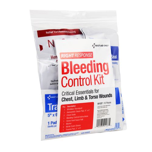 Picture of Critical Essentials Bleeding Control Kit for Limb, Chest and Torso Wounds, 11 Pieces, Plastic Bag