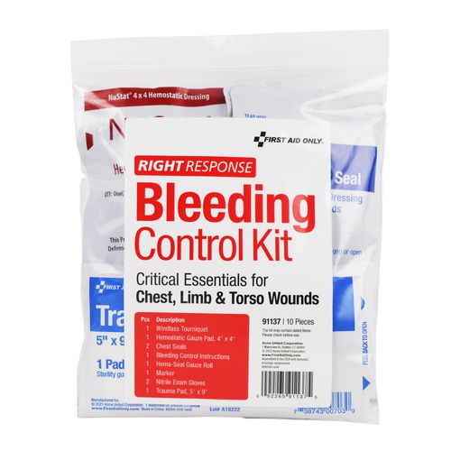 Picture of Critical Essentials Bleeding Control Kit for Limb, Chest and Torso Wounds, 11 Pieces, Plastic Bag
