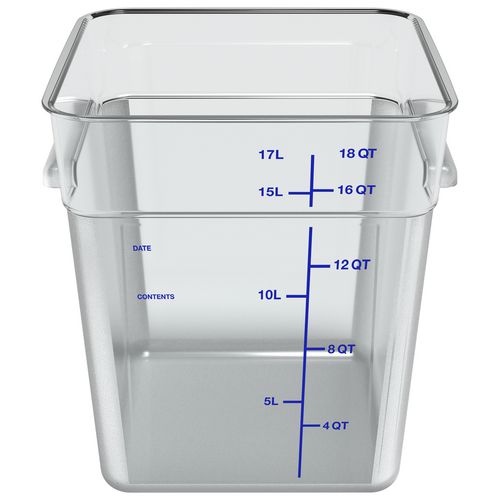 Picture of Squares Polycarbonate Food Storage Container, 18 qt, 11 13 x 11.13 x 12.58, Clear, Plastic