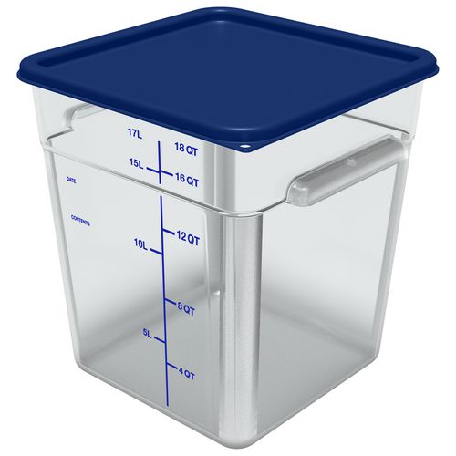 Picture of Squares Polycarbonate Food Storage Container, 18 qt, 11 13 x 11.13 x 12.58, Clear, Plastic