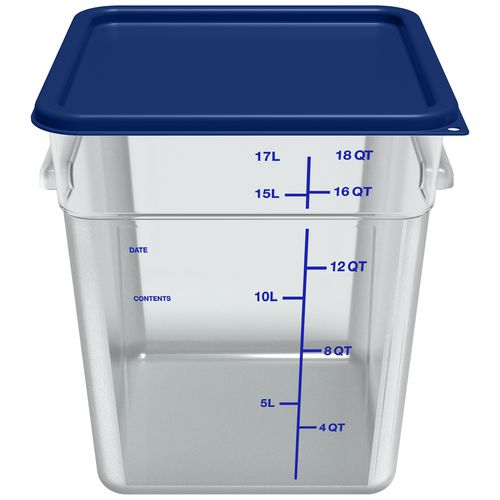 Picture of Squares Polycarbonate Food Storage Container, 18 qt, 11 13 x 11.13 x 12.58, Clear, Plastic