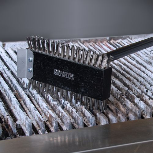 Picture of Sparta Broiler Master Grill Brush and Scraper with Handle, Metal Bristles, 30.5" Black Wood Handle