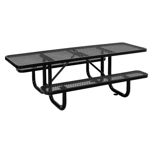 Picture of ADA Compliant Expanded Steel Picnic Table, Rectangular, 96 x 60 x 29.5, Black Top and Base