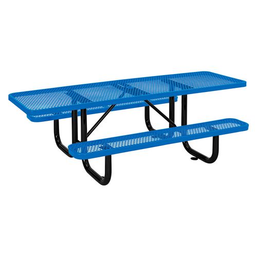 Picture of ADA Compliant Expanded Steel Picnic Table, Rectangular, 96 x 60 x 29.5, Blue Top and Base