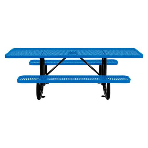 Picture of ADA Compliant Expanded Steel Picnic Table, Rectangular, 96 x 60 x 29.5, Blue Top and Base