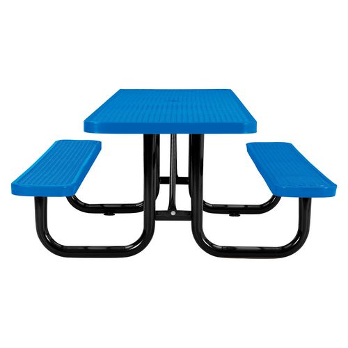 Picture of ADA Compliant Expanded Steel Picnic Table, Rectangular, 96 x 60 x 29.5, Blue Top and Base
