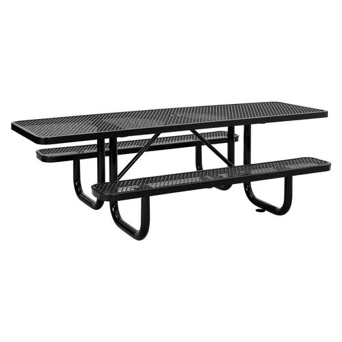 Picture of ADA Compliant Expanded Steel Picnic Table, Rectangular, 96 x 60 x 29.5, Black Top and Base