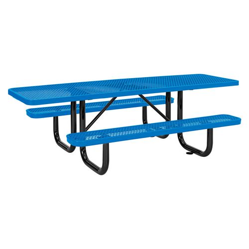 Picture of ADA Compliant Expanded Steel Picnic Table, Rectangular, 96 x 60 x 29.5, Blue Top and Base