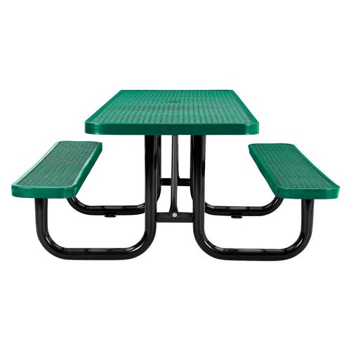 Picture of ADA Compliant Expanded Steel Picnic Table, Rectangular, 96 x 60 x 21.5, Green Top and Base
