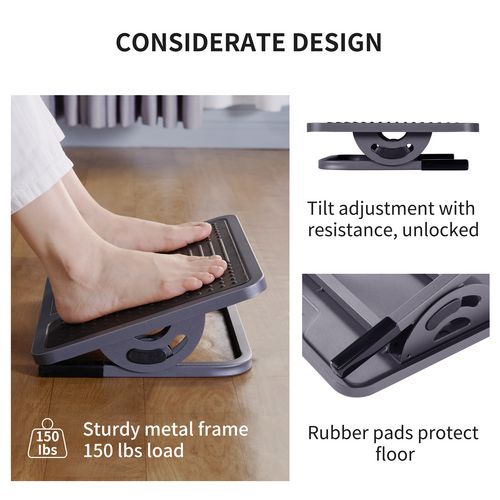 Picture of Adjustable Ergonomic Footrest, 15.38 x 11.81 x 3.32 to 5.19, Black/Gray