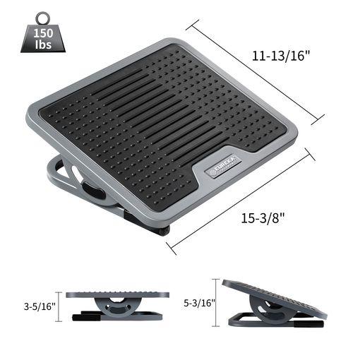 Picture of Adjustable Ergonomic Footrest, 15.38 x 11.81 x 3.32 to 5.19, Black/Gray