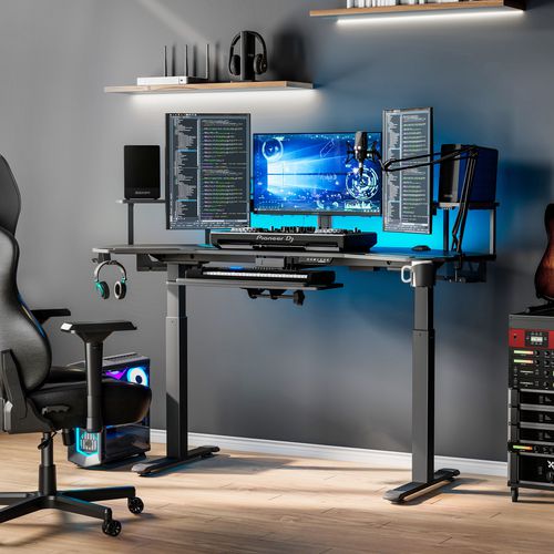 Picture of Aero Standing Desk, 71.93" x 29.93" x 34.62" to 53.18", Black