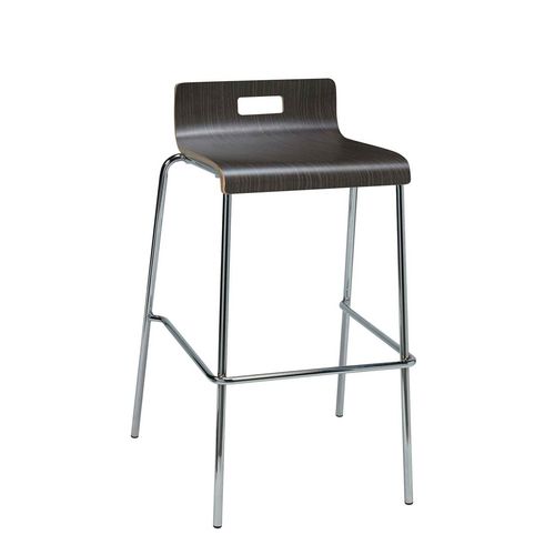 Picture of Pedestal Bistro Table with Four Espresso Jive Series Barstools, Square, 36 x 36 x 41, Designer White