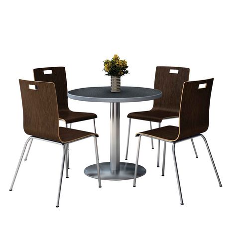 Picture of Pedestal Table with Four Espresso Jive Series Chairs, Round, 36" Dia x 29h, Graphite Nebula
