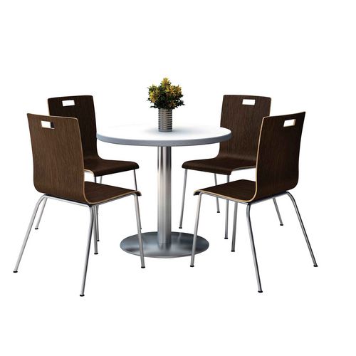 Picture of Pedestal Table with Four Espresso Jive Series Chairs, Round, 36" Dia x 29h, Crisp Linen