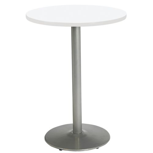 Picture of Pedestal Bistro Table with Four Periwinkle Kool Series Barstools, Round, 36" Dia x 41h, Designer White