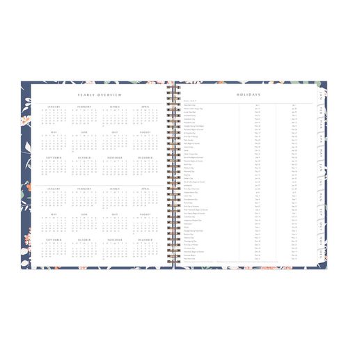 Picture of One Tree Planted Effie Weekly/Monthly Planner, Floral Artwork, 11" x 8.5", Blue/Peach/Green Cover, 12-Month (Jan-Dec): 2025