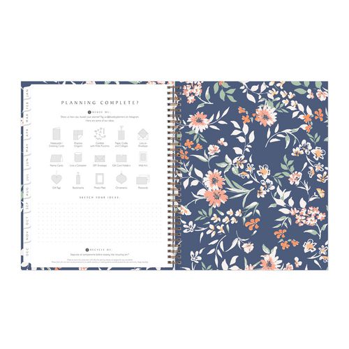 Picture of One Tree Planted Effie Weekly/Monthly Planner, Floral Artwork, 11" x 8.5", Blue/Peach/Green Cover, 12-Month (Jan-Dec): 2025