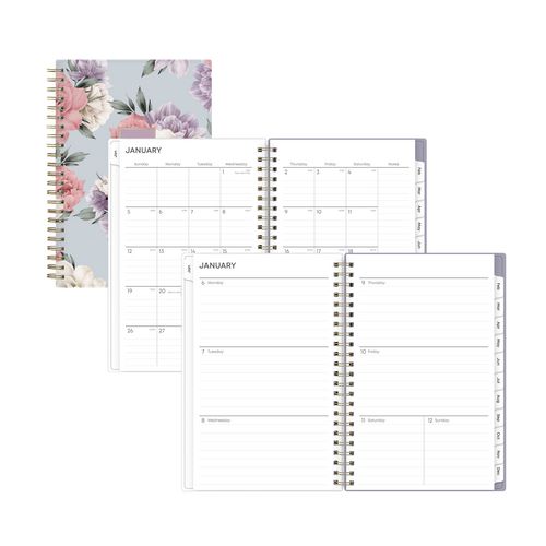 Picture of Tula Weekly/Monthly Planner, Floral Artwork, 8" x 5", Purple/Pink/White Cover, 12-Month (Jan to Dec): 2025