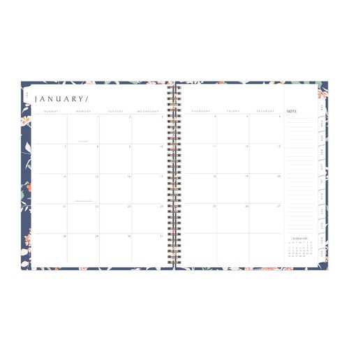 Picture of One Tree Planted Effie Weekly/Monthly Planner, Floral Artwork, 11" x 8.5", Blue/Peach/Green Cover, 12-Month (Jan-Dec): 2025