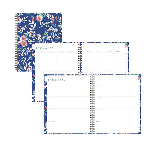 Picture of One Tree Planted Effie Weekly/Monthly Planner, Floral Artwork, 11" x 8.5", Blue/Peach/Green Cover, 12-Month (Jan-Dec): 2025