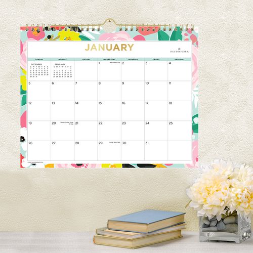 Picture of Day Designer Secret Garden Mint Monthly Wall Calendar, Floral Artwork, 11 x 8.75, Multicolor Sheets, 12-Month (Jan-Dec): 2025