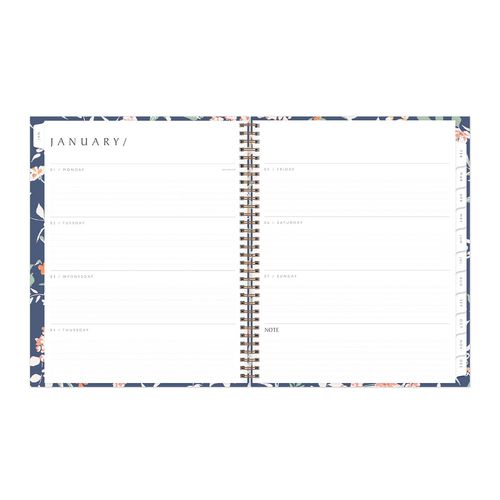 Picture of One Tree Planted Effie Weekly/Monthly Planner, Floral Artwork, 11" x 8.5", Blue/Peach/Green Cover, 12-Month (Jan-Dec): 2025