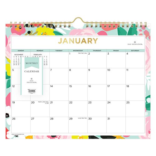 Picture of Day Designer Secret Garden Mint Monthly Wall Calendar, Floral Artwork, 11 x 8.75, Multicolor Sheets, 12-Month (Jan-Dec): 2025