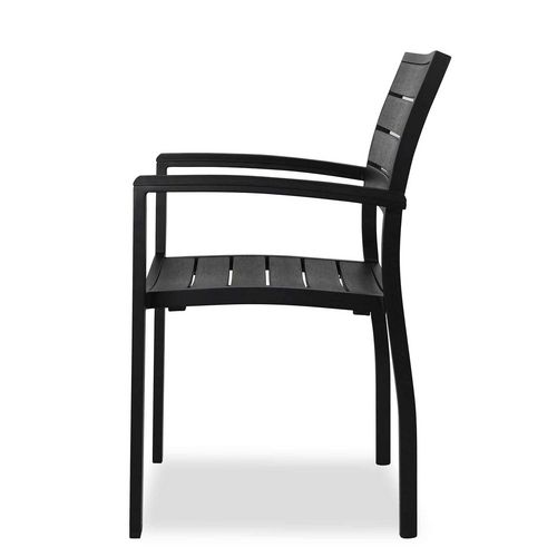 Picture of Eveleen Outdoor Patio Table with Six Black Powder-Coated Polymer Chairs, 32 x 55 x 29, Black