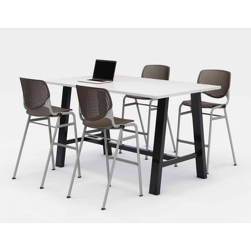 Picture of Midtown Bistro Dining Table with Four Brownstone Kool Barstools, 36 x 72 x 41, Designer White