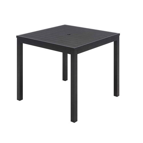 Picture of Eveleen Outdoor Patio Table with Six Black Powder-Coated Polymer Chairs, 32 x 55 x 29, Black