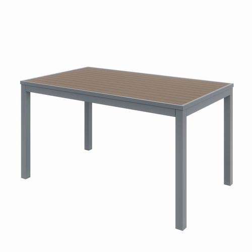 Picture of Eveleen Outdoor Patio Table with Six Mocha Powder-Coated Polymer Chairs, 32 x 55 x 29, Mocha