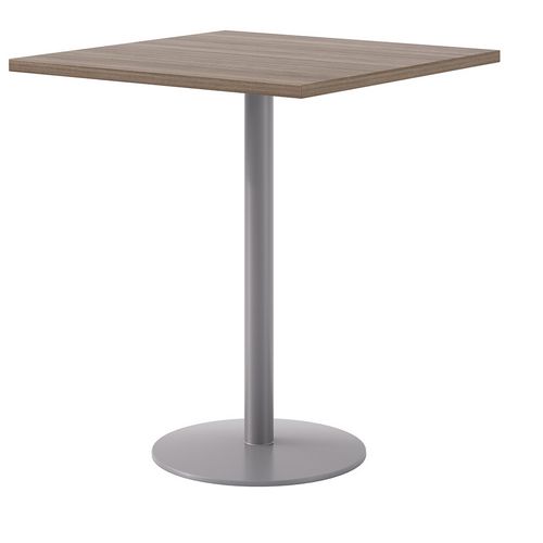 Picture of Pedestal Bistro Table with Four Natural Jive Series Barstools, Square, 36 x 36 x 41, Studio Teak