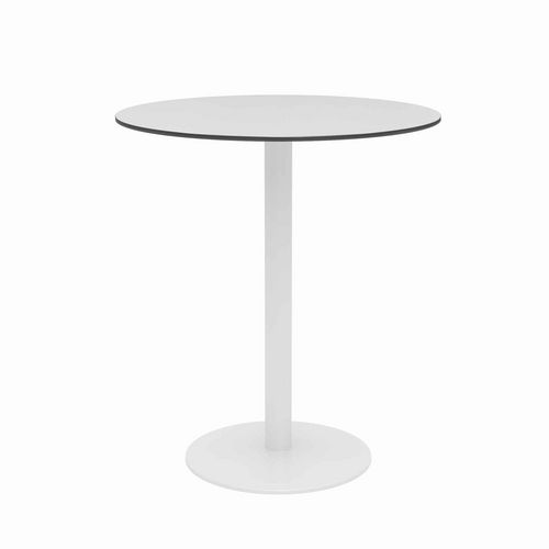 Picture of Eveleen Outdoor Patio Table with Two Mocha Powder-Coated Polymer Chairs, 30" Dia x 29h, Gray