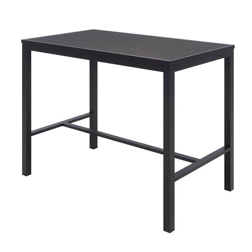 Picture of Eveleen Outdoor Bistro Patio Table with Four Black Powder-Coated Polymer Barstools, 32 x 55, Black