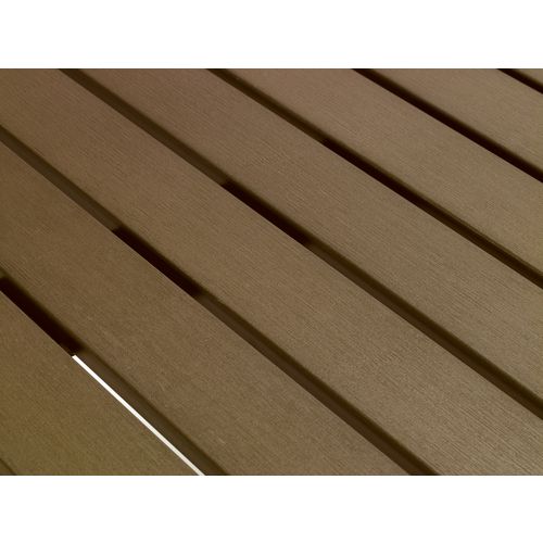 Picture of Eveleen Outdoor Patio Table with Four Mocha Powder-Coated Polymer Chairs, Square, 32", Mocha