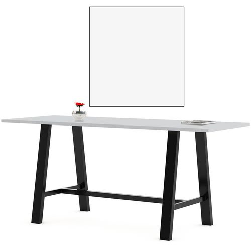 Picture of Midtown Bistro Dining Table with Four Light Gray Kool Barstools, 36 x 72 x 41, Designer White