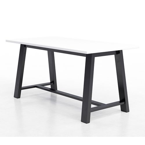 Picture of Midtown Bistro Dining Table with Four Light Gray Kool Barstools, 36 x 72 x 41, Designer White