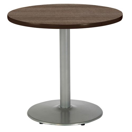 Picture of Pedestal Table with Four White Kool Series Chairs, Round, 36" Dia x 29h, Studio Teak