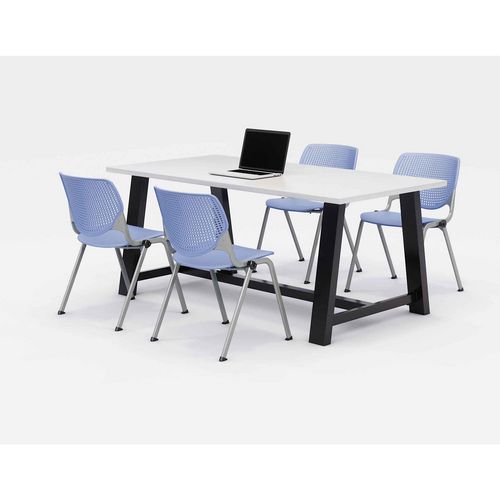 Picture of Midtown Dining Table with Four Periwinkle Kool Series Chairs, 36 x 72 x 30, Designer White
