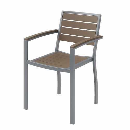 Picture of Eveleen Outdoor Patio Table with Six Mocha Powder-Coated Polymer Chairs, 32 x 55 x 29, Mocha