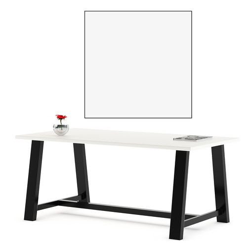 Picture of Midtown Dining Table with Four Light Gray Kool Series Chairs, 36 x 72 x 30, Designer White