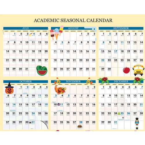 Picture of Recycled Academic Seasonal Laminated Wall Calendar, Illustrated Seasons, 24 x 37, 12-Month (July to June), 2024 to 2025