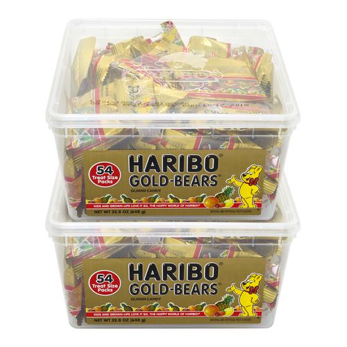Picture of Goldbears Gummi Candy, Assorted Flavors, 0.4 oz Pouch, 54/Tub, 2 Tubs/Carton