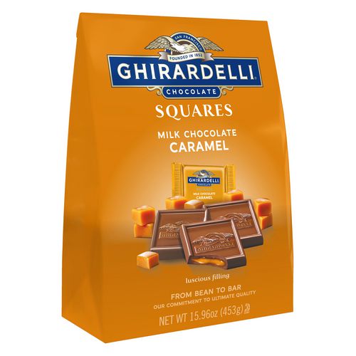 Picture of Milk Chocolate and Caramel Chocolate Squares, 15.96 oz Bag, 2/Carton