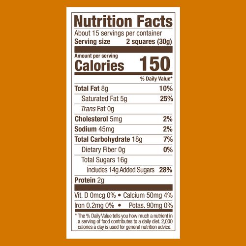 Picture of Milk Chocolate and Caramel Chocolate Squares, 15.96 oz Bag, 2/Carton
